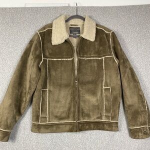 Aeropostale faux suede Sherpa lined bomber jacket L oversized soft edgy boxy